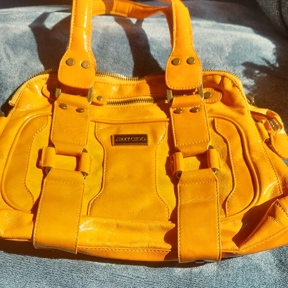 Jimmy Choo Yellow Satchel with Glossy Finish